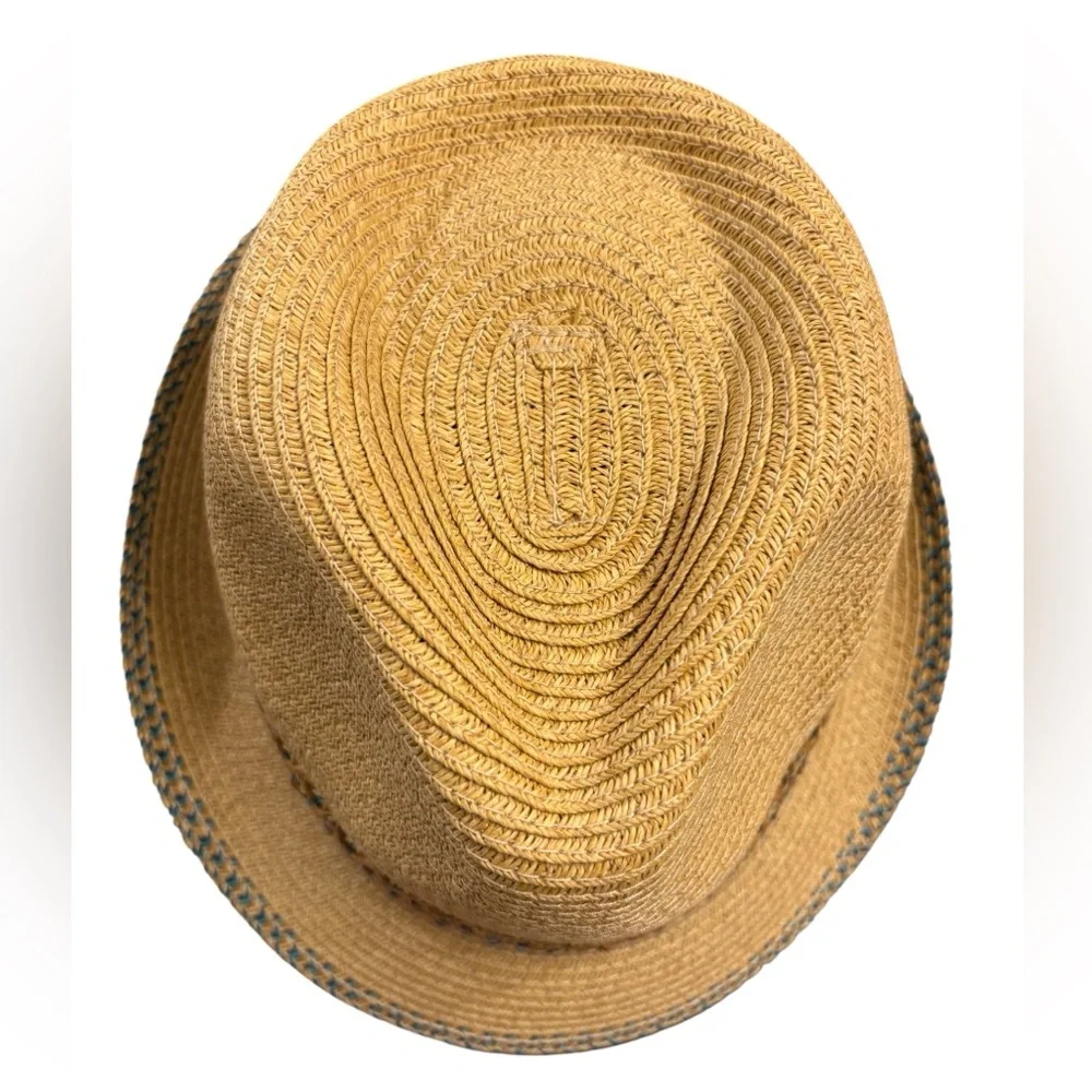 NWOT C.C Straw Fedora Hat Multicolor Woven Band One Size